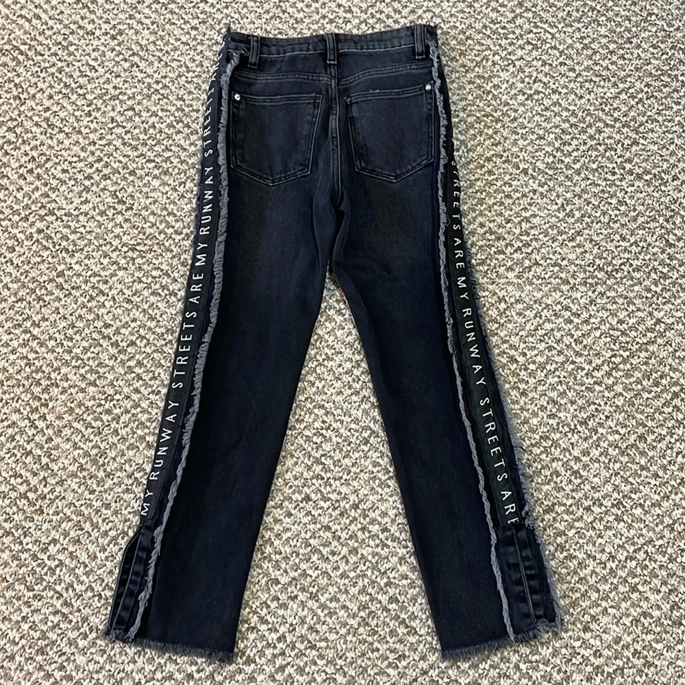 MNG Mango “The Streets Are My Runway” Fringe Split Hem Jeans - Black